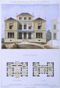 罗马别墅，由沃尔特（Walter）雕刻而成，来自“别墅，城镇和乡村别墅”的50号公寓，出版于巴黎 作者 橄榄色